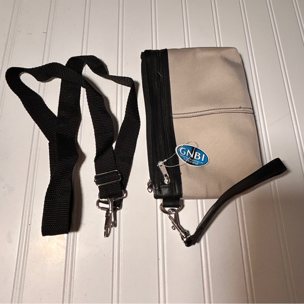 Mini Beige and Black Crossbody Bag with Strap